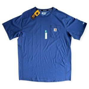 Carhartt Mens XL Tall Force Relaxed Midweight Short Sleeve T-Shirt Blue Pocket